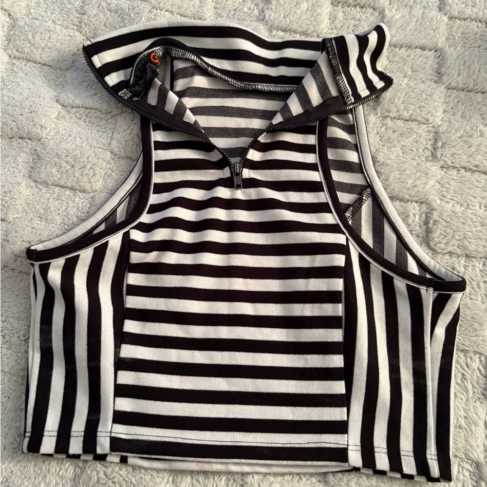 Guess Black and White Striped Tank Top
